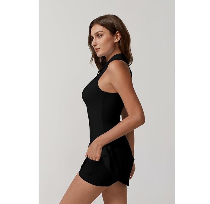 Zip-Front Collared Tennis Dress