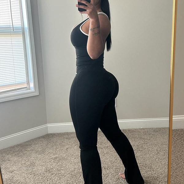Ribbed Contrast Tank & Flare Set