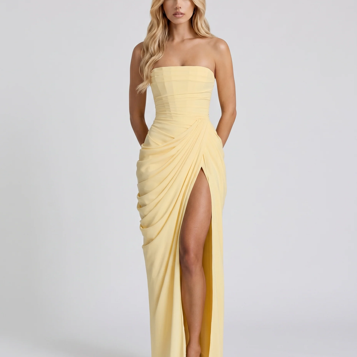 Cyrana Drapierte Bandeau-Maxikleid