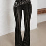 Grommet Belt Flare Jeans