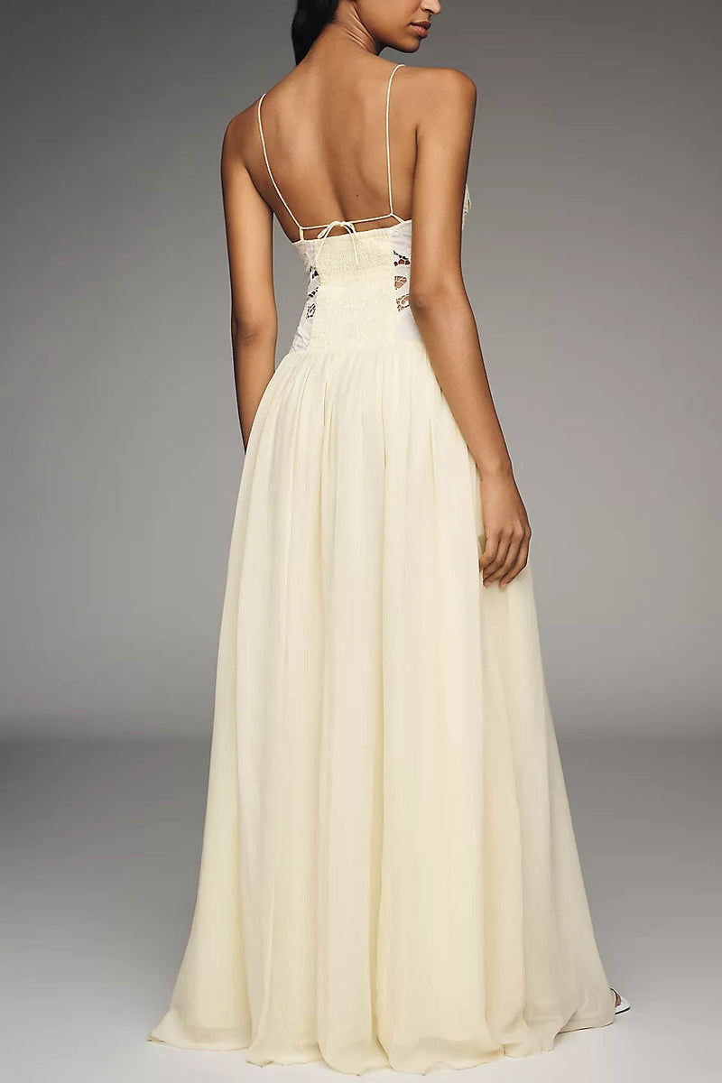 Robe longue en dentelle fleurie Florence
