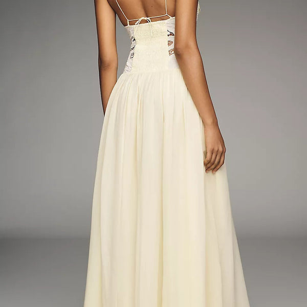 Robe longue en dentelle fleurie Florence