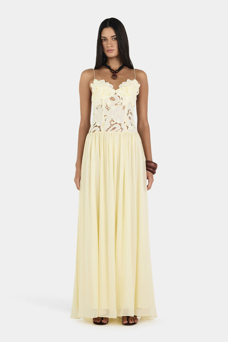 Robe longue en dentelle fleurie Florence