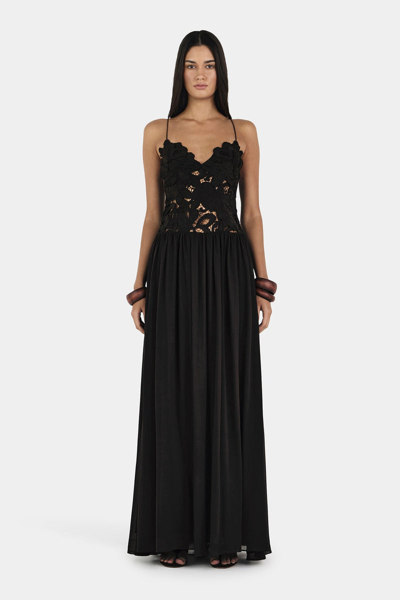 Robe longue en dentelle fleurie Florence