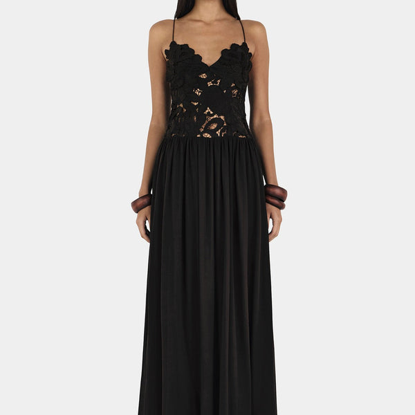 Robe longue en dentelle fleurie Florence