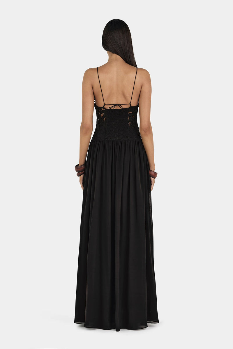 Robe longue en dentelle fleurie Florence