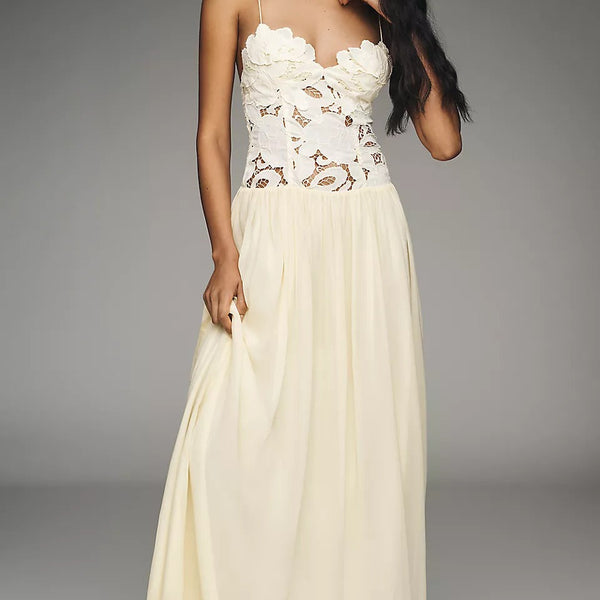 Robe longue en dentelle fleurie Florence