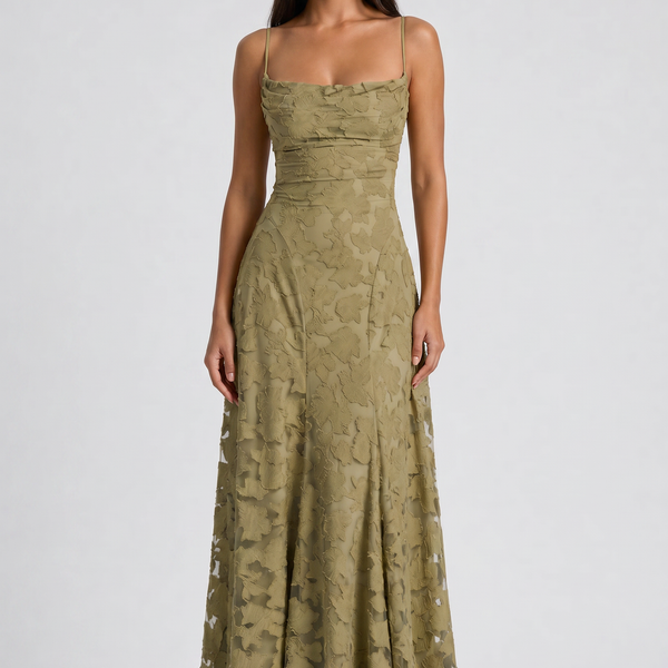 Louise Godet Lace-Up Maxi Dress