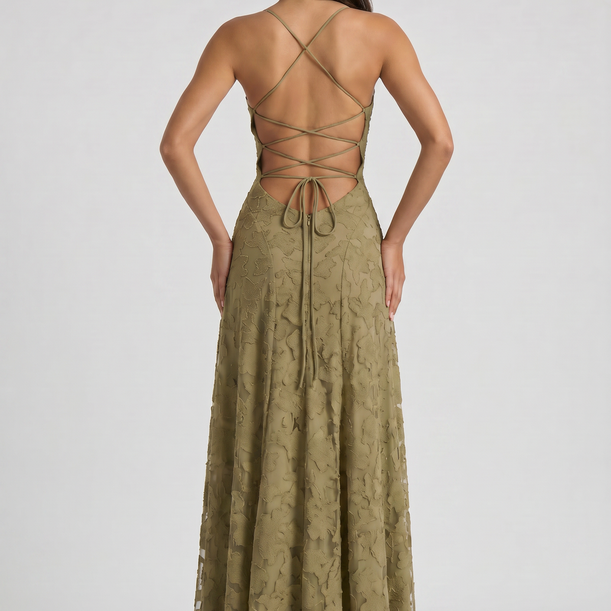 Louise Godet Lace-Up Maxi Dress