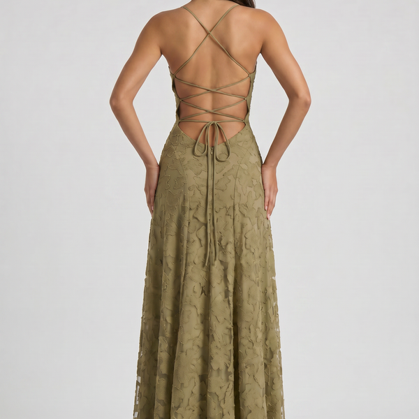 Louise Godet Lace-Up Maxi Dress