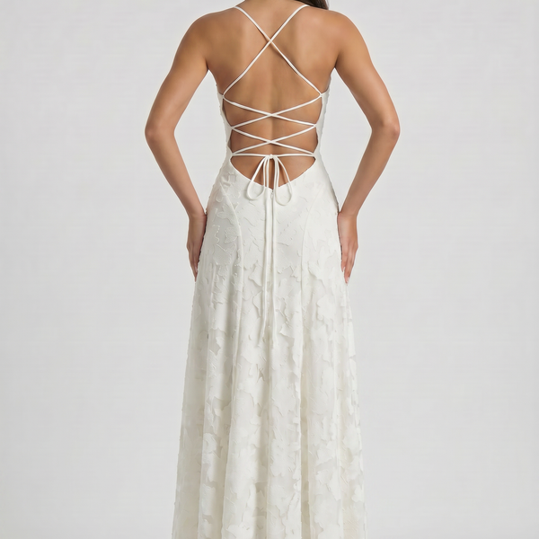 Louise Godet Lace-Up Maxi Dress
