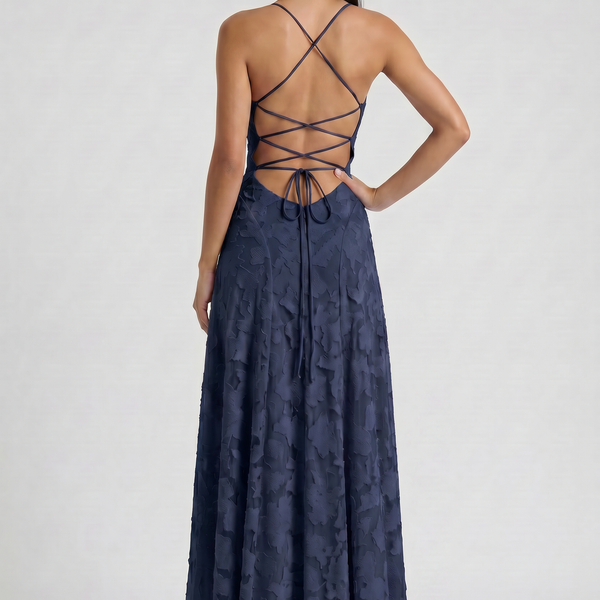 Louise Godet Lace-Up Maxi Dress