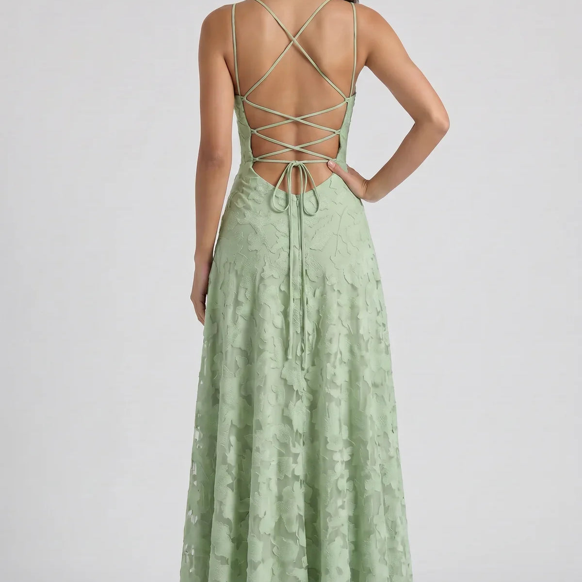 Louise Godet Lace-Up Maxi Dress