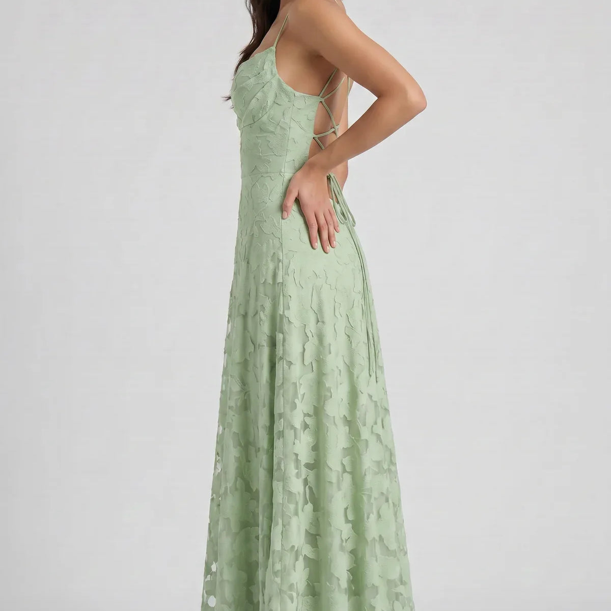 Louise Godet Lace-Up Maxi Dress