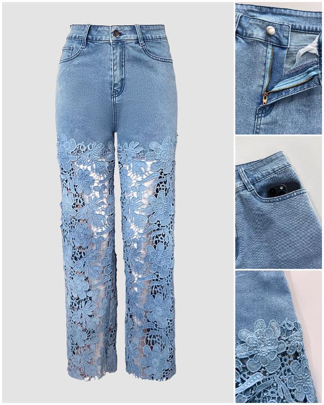 Jeans mit Häkelspitze-Einsatz