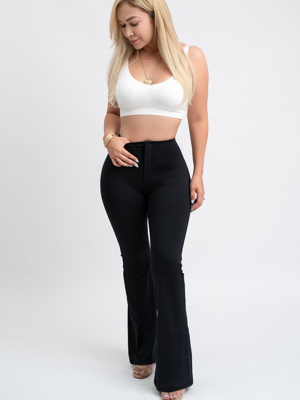 Pantalon évasé sculptant taille haute