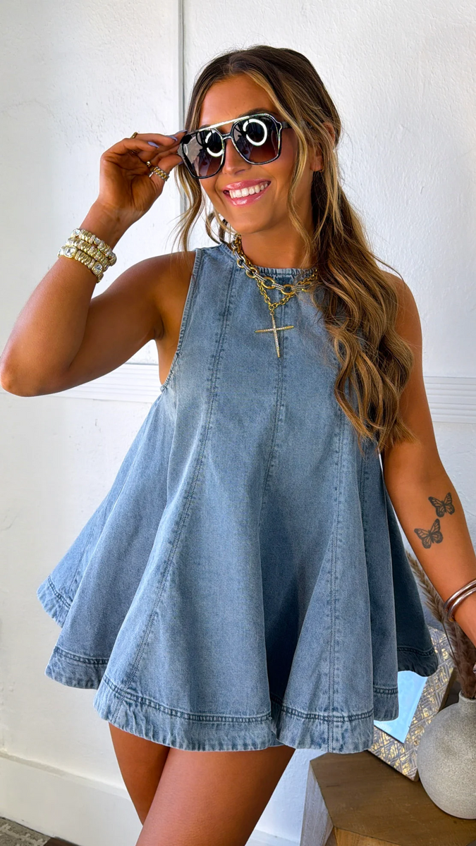 Georgia Denim Set — Top + Shorts Offered