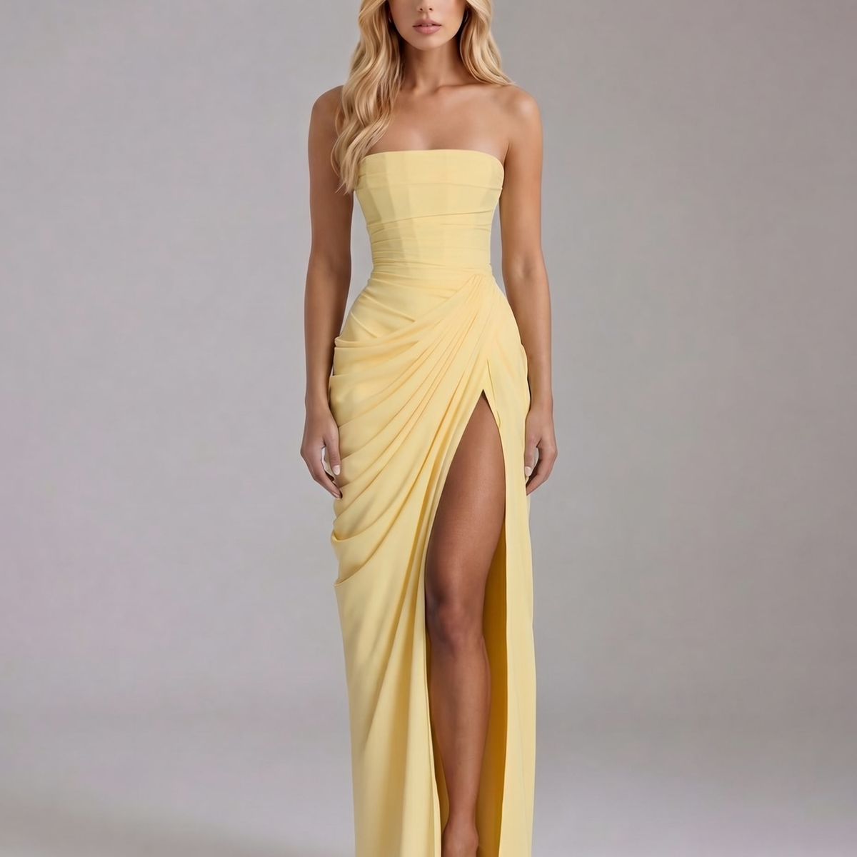 Cyrana Drapierte Bandeau-Maxikleid